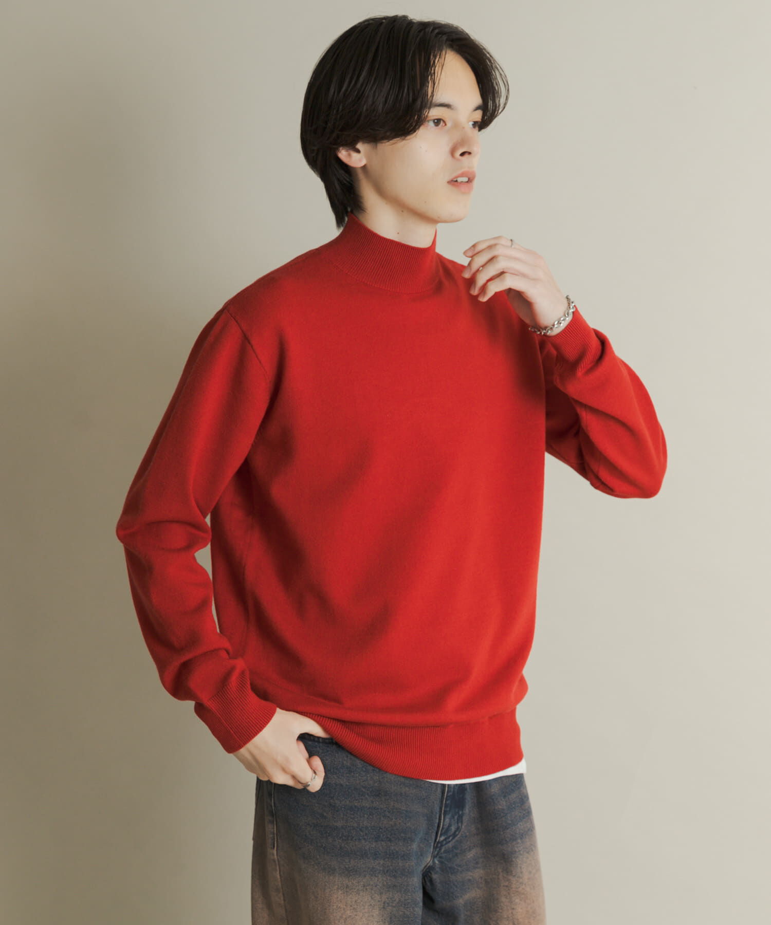 SENSE OF PLACE by URBAN RESEARCH「『一部WEB限定カラー』『洗濯可/毛玉防止』ストレッチモックネックニット」|ニット・セーター|