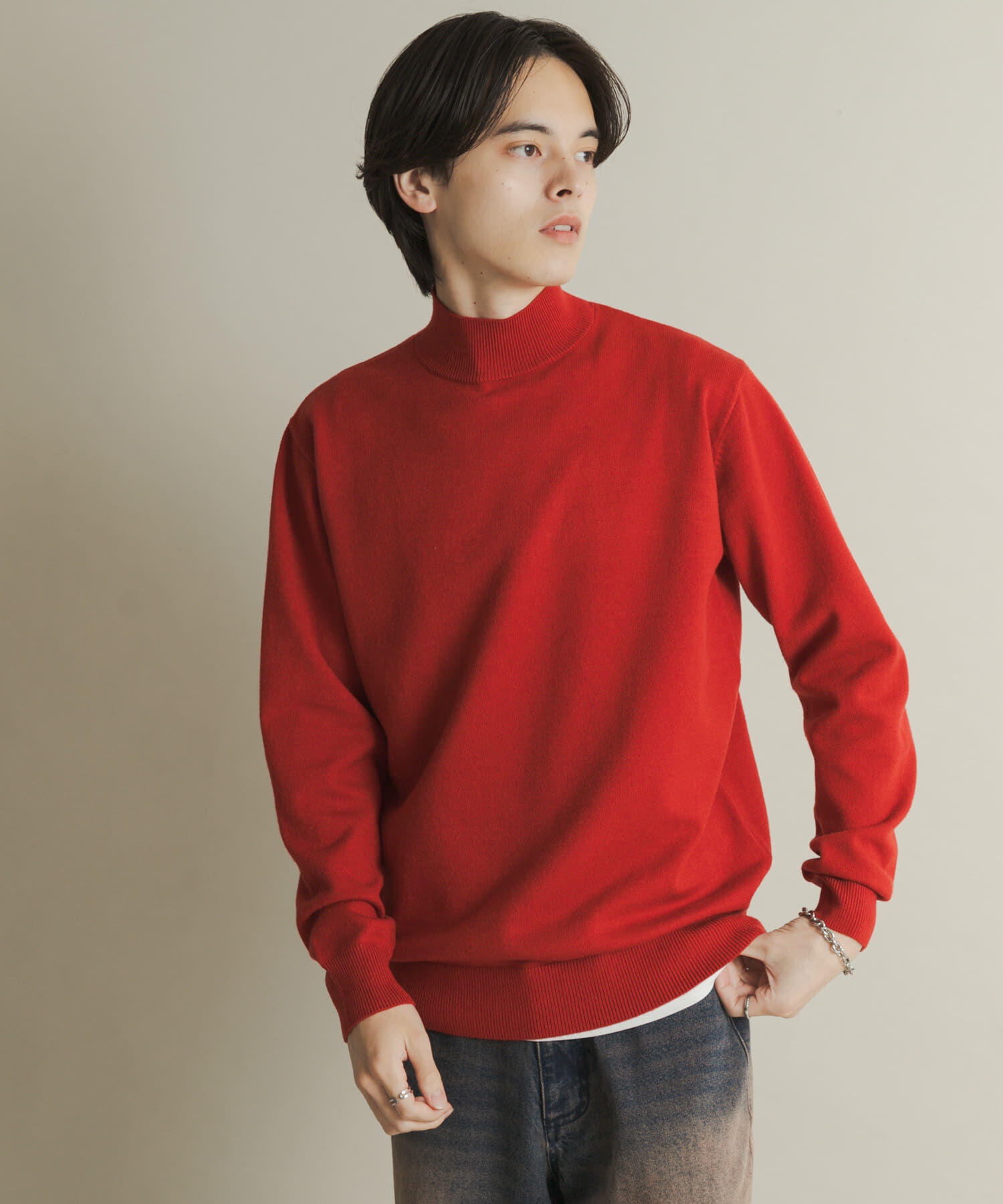 SENSE OF PLACE by URBAN RESEARCH「『一部WEB限定カラー』『洗濯可/毛玉防止』ストレッチモックネックニット」|ニット・セーター|