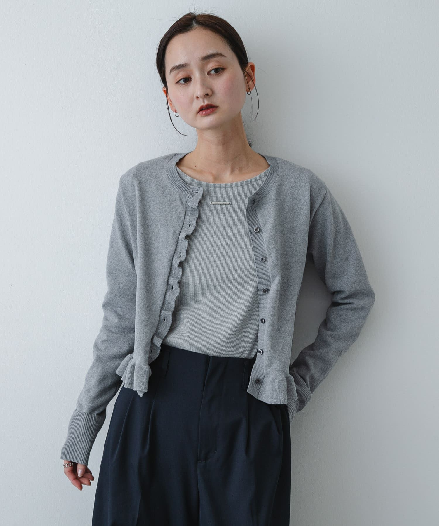 SENSE OF PLACE by URBAN RESEARCH「『洗濯可』フリルトリムニットカーディガン」|ニット・セーター|