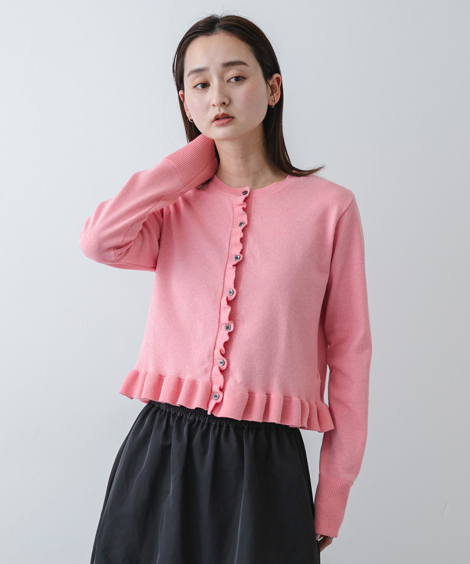 SENSE OF PLACE by URBAN RESEARCH「『洗濯可』フリルトリムニットカーディガン」|ニット・セーター|