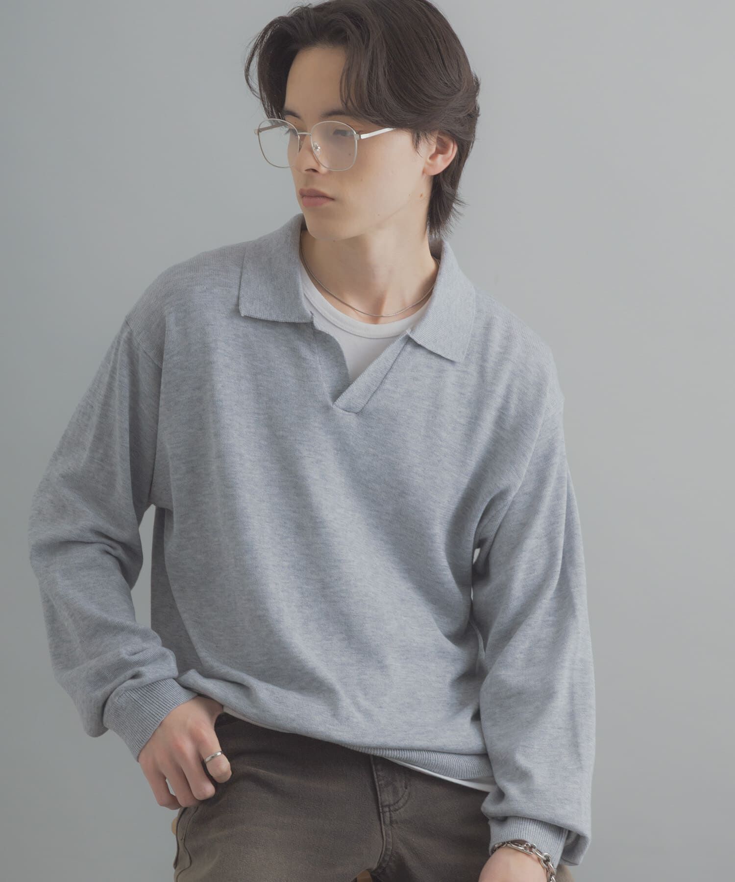 SENSE OF PLACE by URBAN RESEARCH「『洗濯可』スキッパーロングスリーブニット」|ニット・セーター|