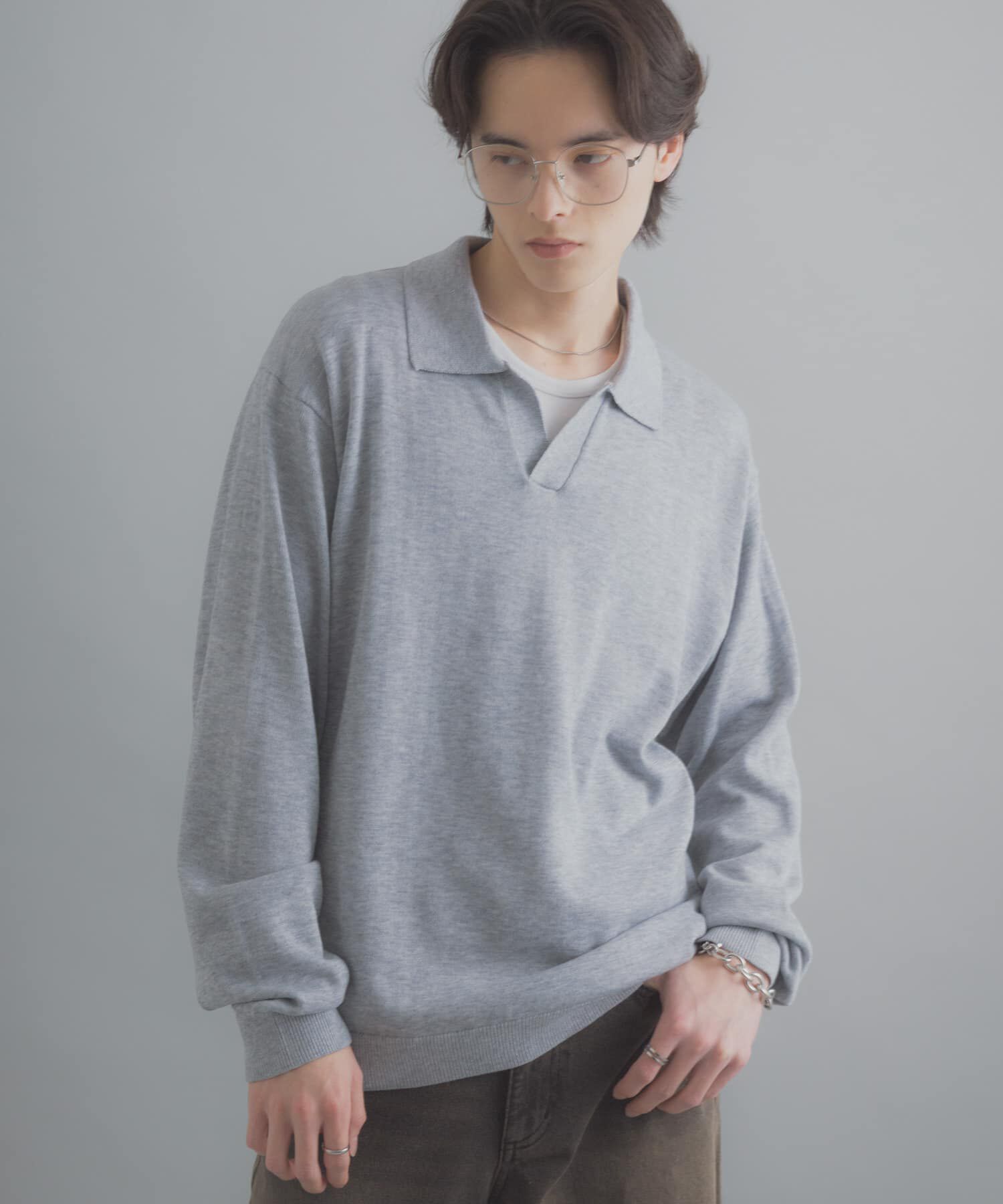 SENSE OF PLACE by URBAN RESEARCH「『洗濯可』スキッパーロングスリーブニット」|ニット・セーター|