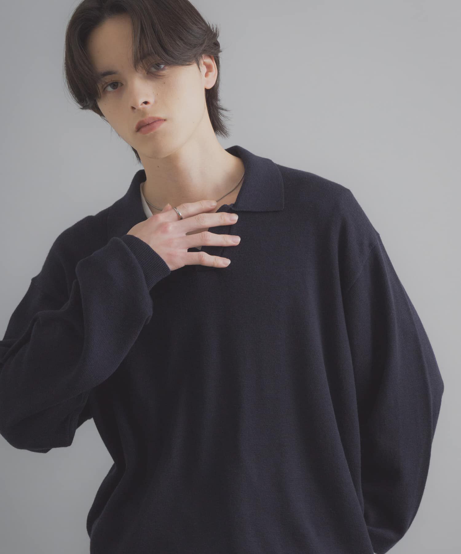 SENSE OF PLACE by URBAN RESEARCH「『洗濯可』スキッパーロングスリーブニット」|ニット・セーター|