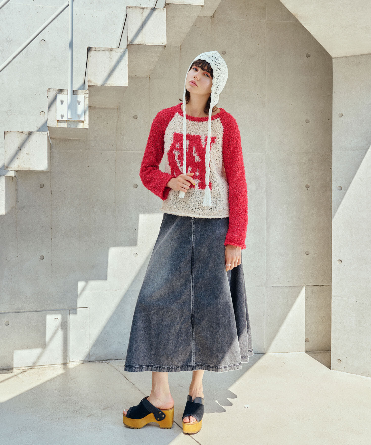 SENSE OF PLACE by URBAN RESEARCH「ANNA SUI NYC　オーバードレープデニムロングスカート」|スカート|