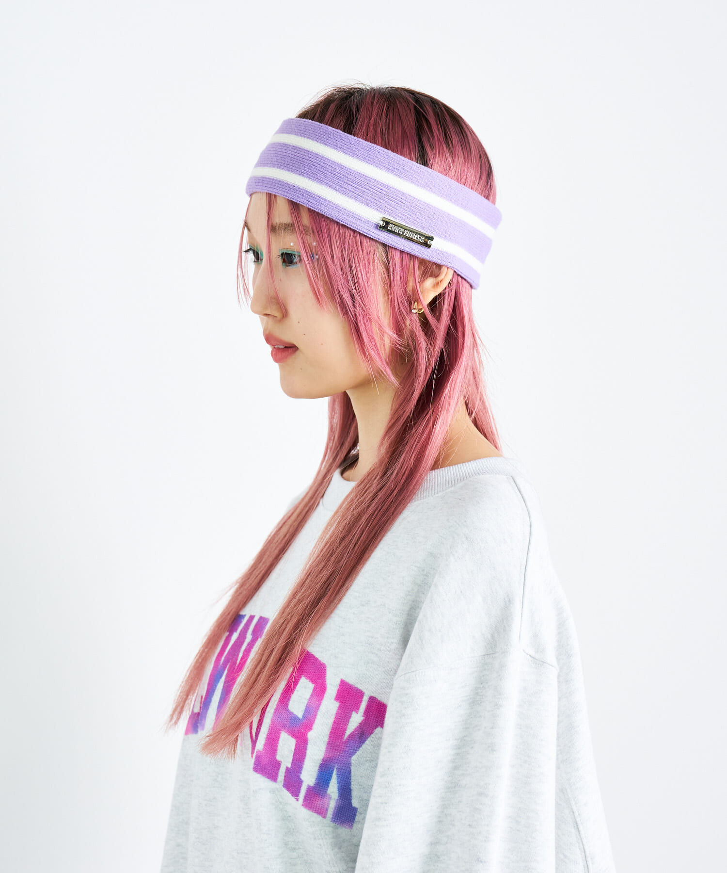 SENSE OF PLACE by URBAN RESEARCH「ANNA SUI NYC　ボーダーニットヘッドバンド」|ヘアバンド|パープル