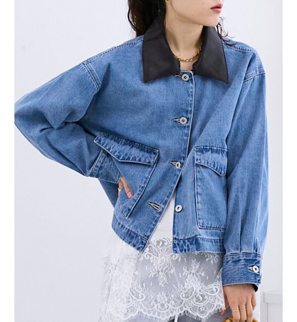  「異素材エリデニムジャケット」|その他|サックス