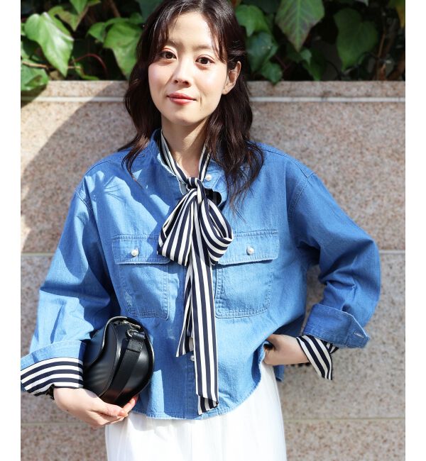  「スタンドネックパールボタンシャツ」|シャツ・ブラウス|