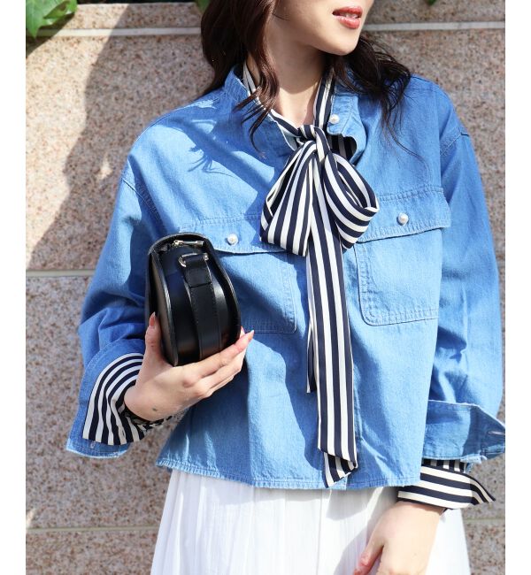  「スタンドネックパールボタンシャツ」|シャツ・ブラウス|