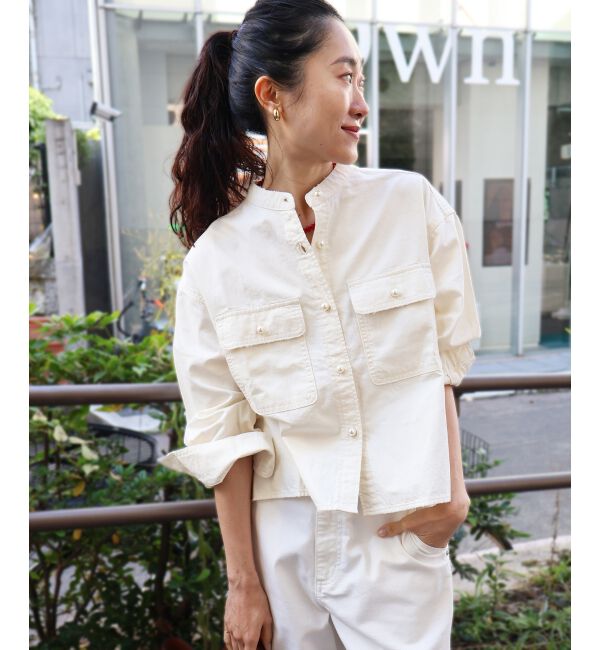  「スタンドネックパールボタンシャツ」|シャツ・ブラウス|