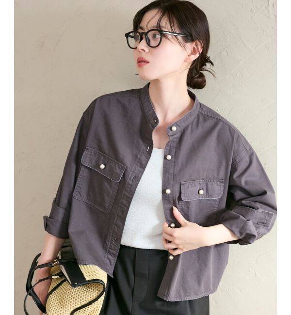  「スタンドネックパールボタンシャツ」|シャツ・ブラウス|