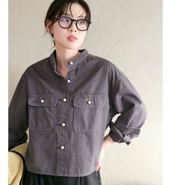  「スタンドネックパールボタンシャツ」|シャツ・ブラウス|