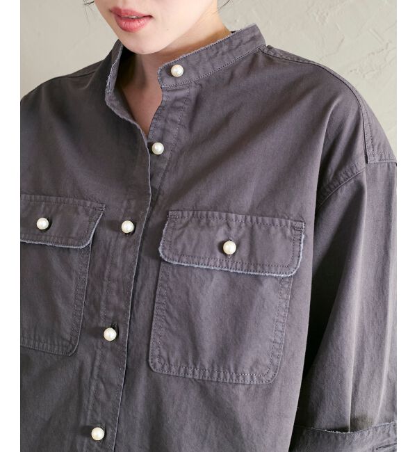  「スタンドネックパールボタンシャツ」|シャツ・ブラウス|