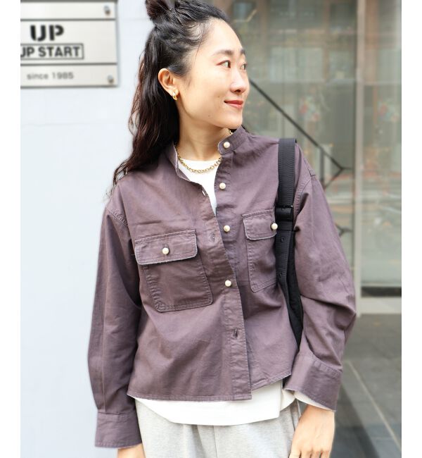  「スタンドネックパールボタンシャツ」|シャツ・ブラウス|