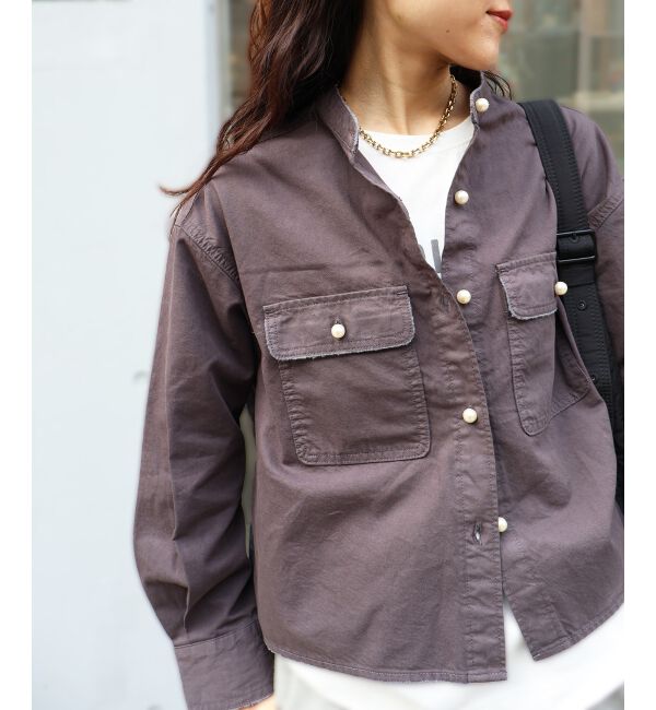  「スタンドネックパールボタンシャツ」|シャツ・ブラウス|