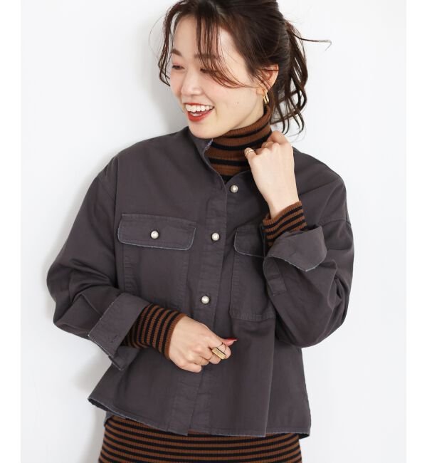  「スタンドネックパールボタンシャツ」|シャツ・ブラウス|