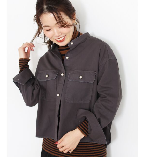  「スタンドネックパールボタンシャツ」|シャツ・ブラウス|