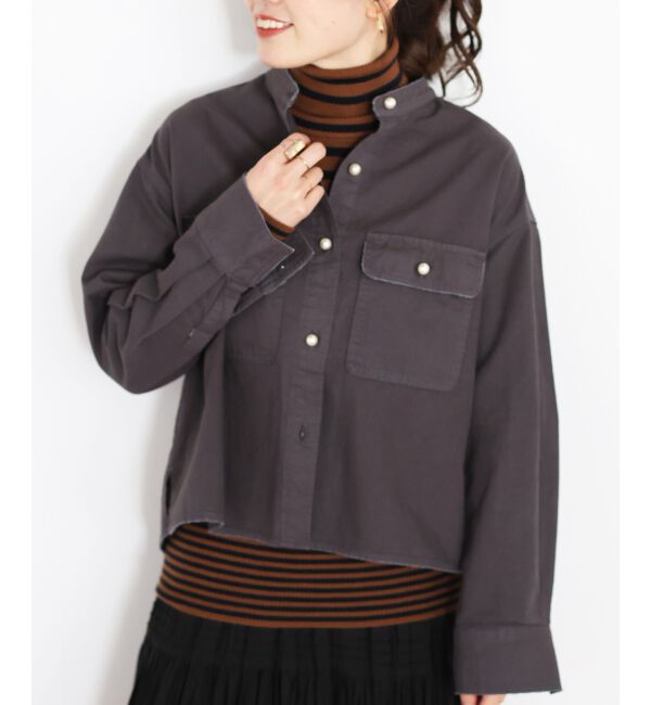  「スタンドネックパールボタンシャツ」|シャツ・ブラウス|D／グレー