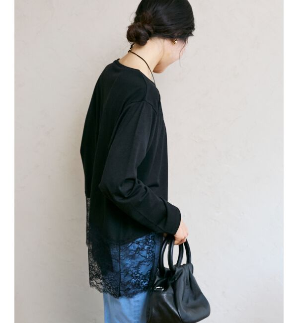  「裾レースコンビカットソー」|Tシャツ・カットソー|
