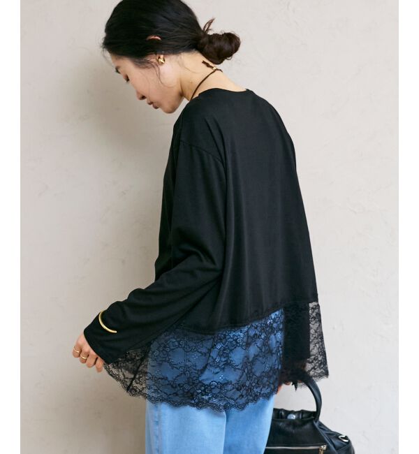  「裾レースコンビカットソー」|Tシャツ・カットソー|