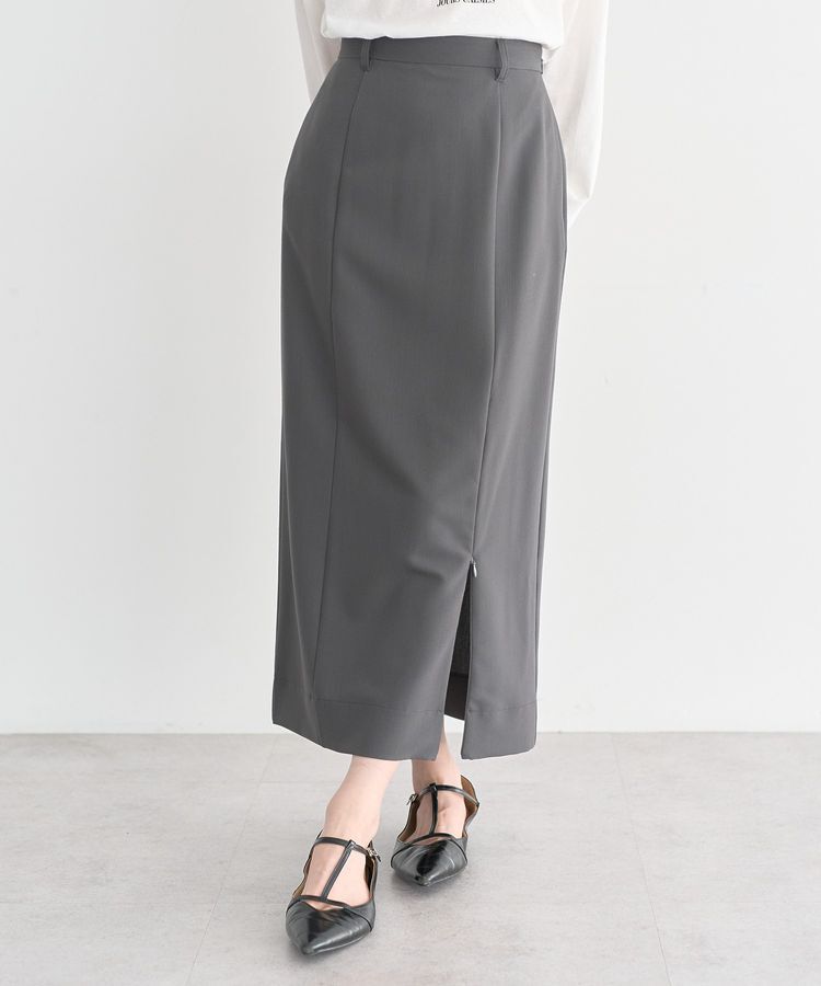 earth music&ecology「ジップスリットIラインスカート」|タイト|Gray