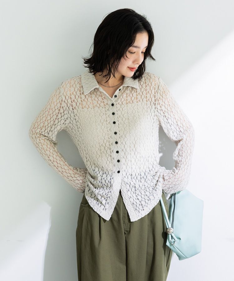 Green Parks「衿付きレースカットプルオーバー」|Tシャツ・カットソー|