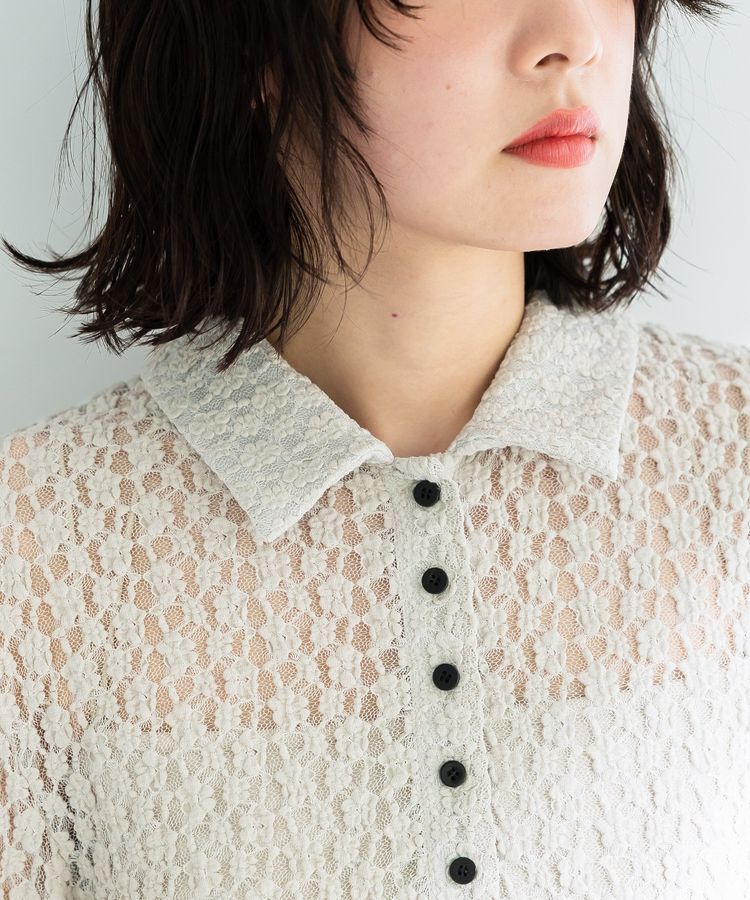 Green Parks「衿付きレースカットプルオーバー」|Tシャツ・カットソー|