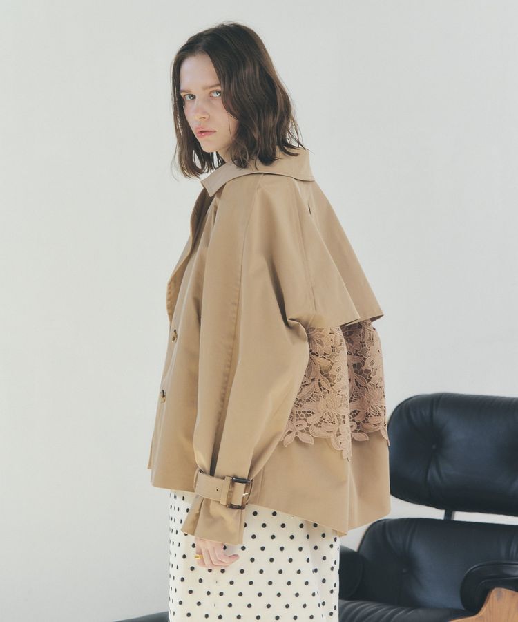 YECCA VECCA「レースMIXショートトレンチコート」|トレンチコート|