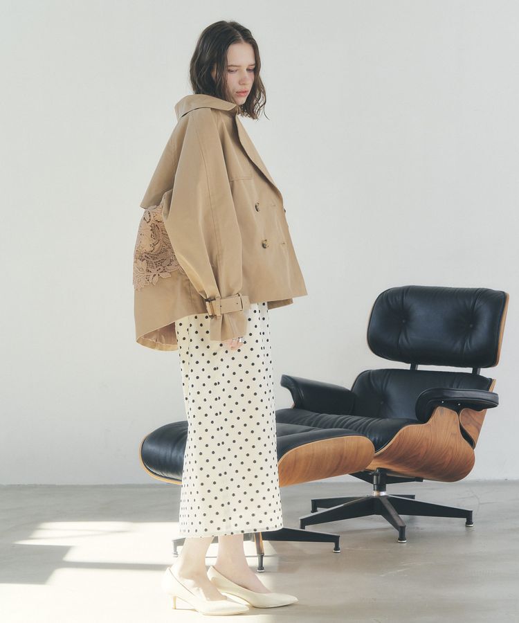 YECCA VECCA「レースMIXショートトレンチコート」|トレンチコート|