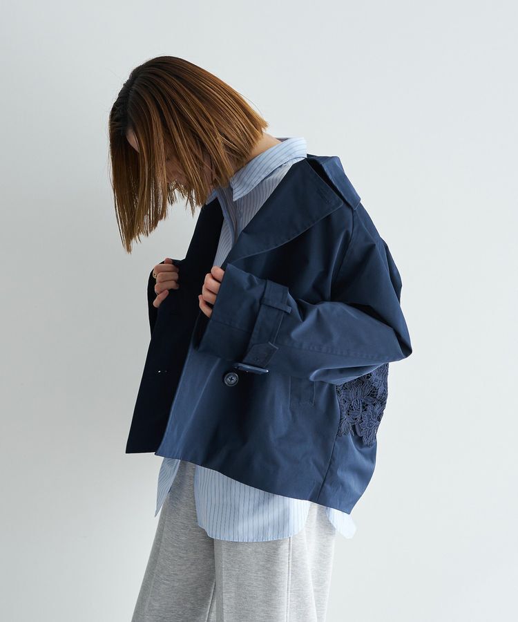 YECCA VECCA「レースMIXショートトレンチコート」|トレンチコート|
