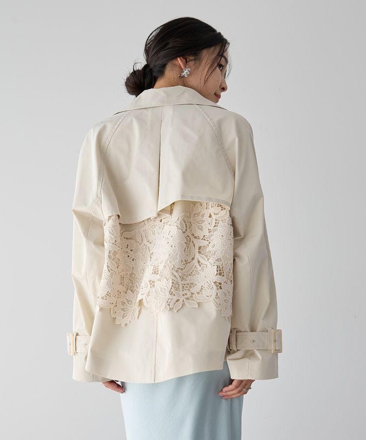 YECCA VECCA「レースMIXショートトレンチコート」|トレンチコート|