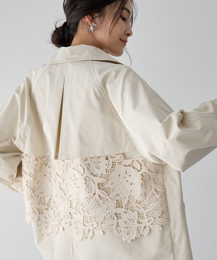 YECCA VECCA「レースMIXショートトレンチコート」|トレンチコート|