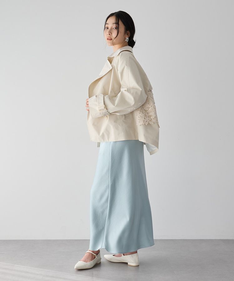 YECCA VECCA「レースMIXショートトレンチコート」|トレンチコート|