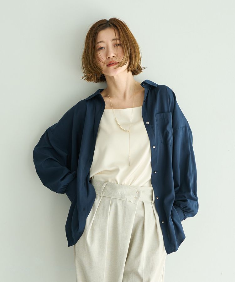 YECCA VECCA「バックギャザーロングシャツ」|シャツ・ブラウス|Navy