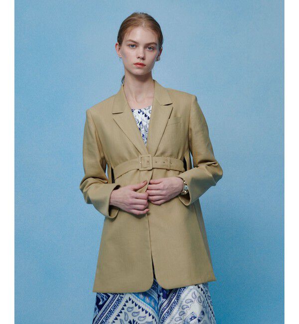 LOULOU WILLOUGHBY「【LOULOU WILLOUGHBY】NALYA リネンストレッチベルトジャケット」|テーラードジャケット|