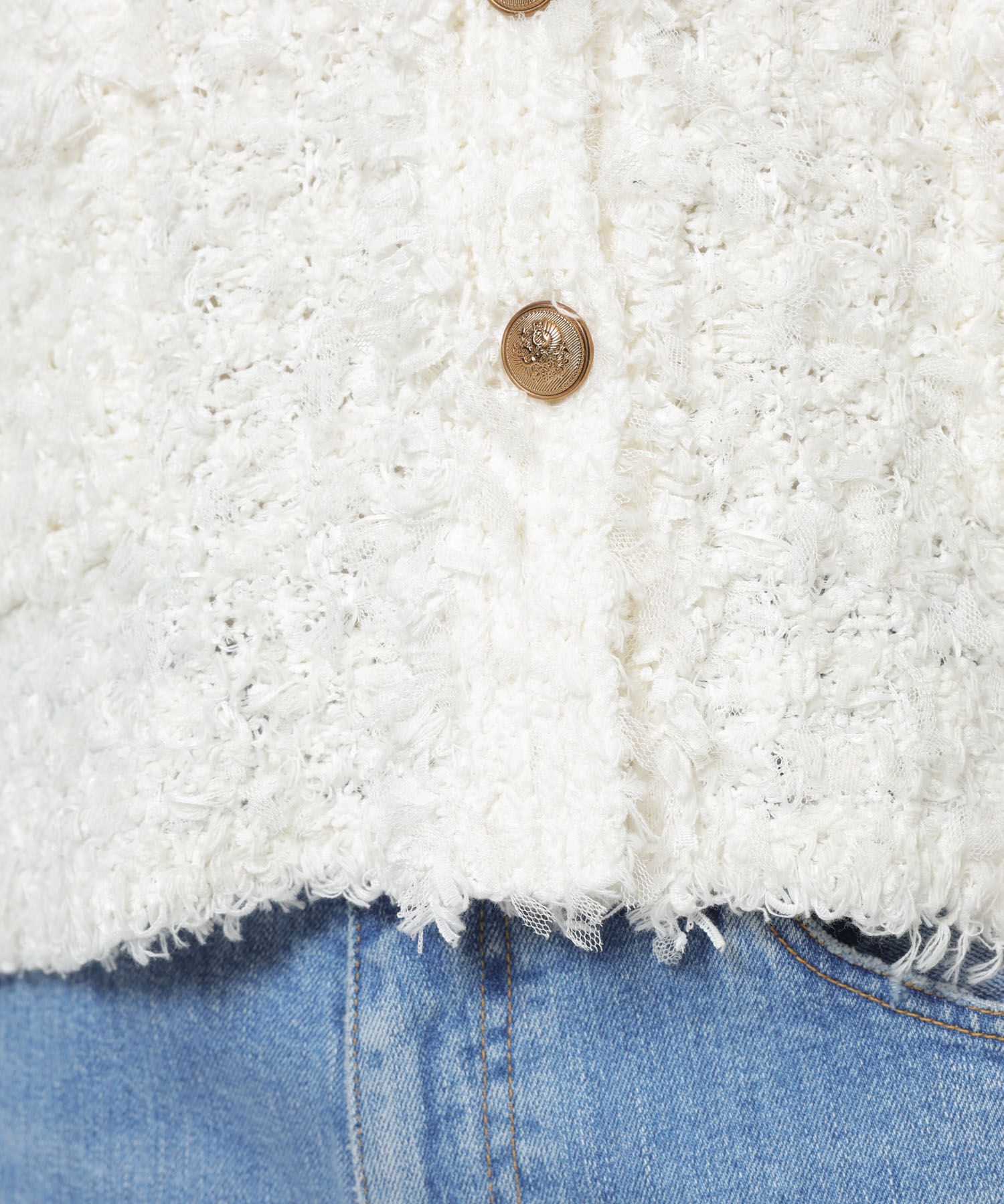 BABYLONE「ツイードニットジャケット」|ノーカラージャケット|