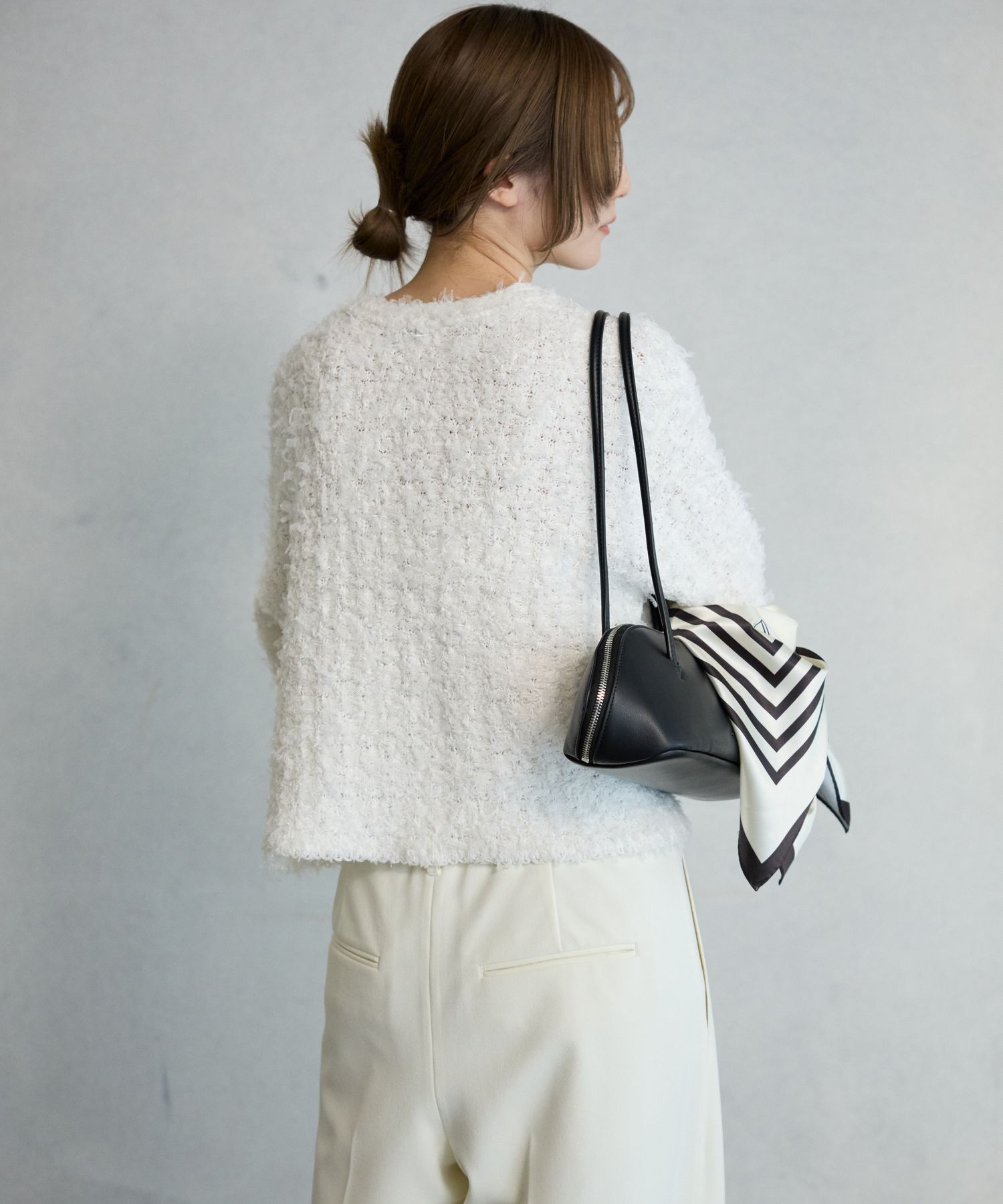 BABYLONE「ツイードニットジャケット」|ノーカラージャケット|