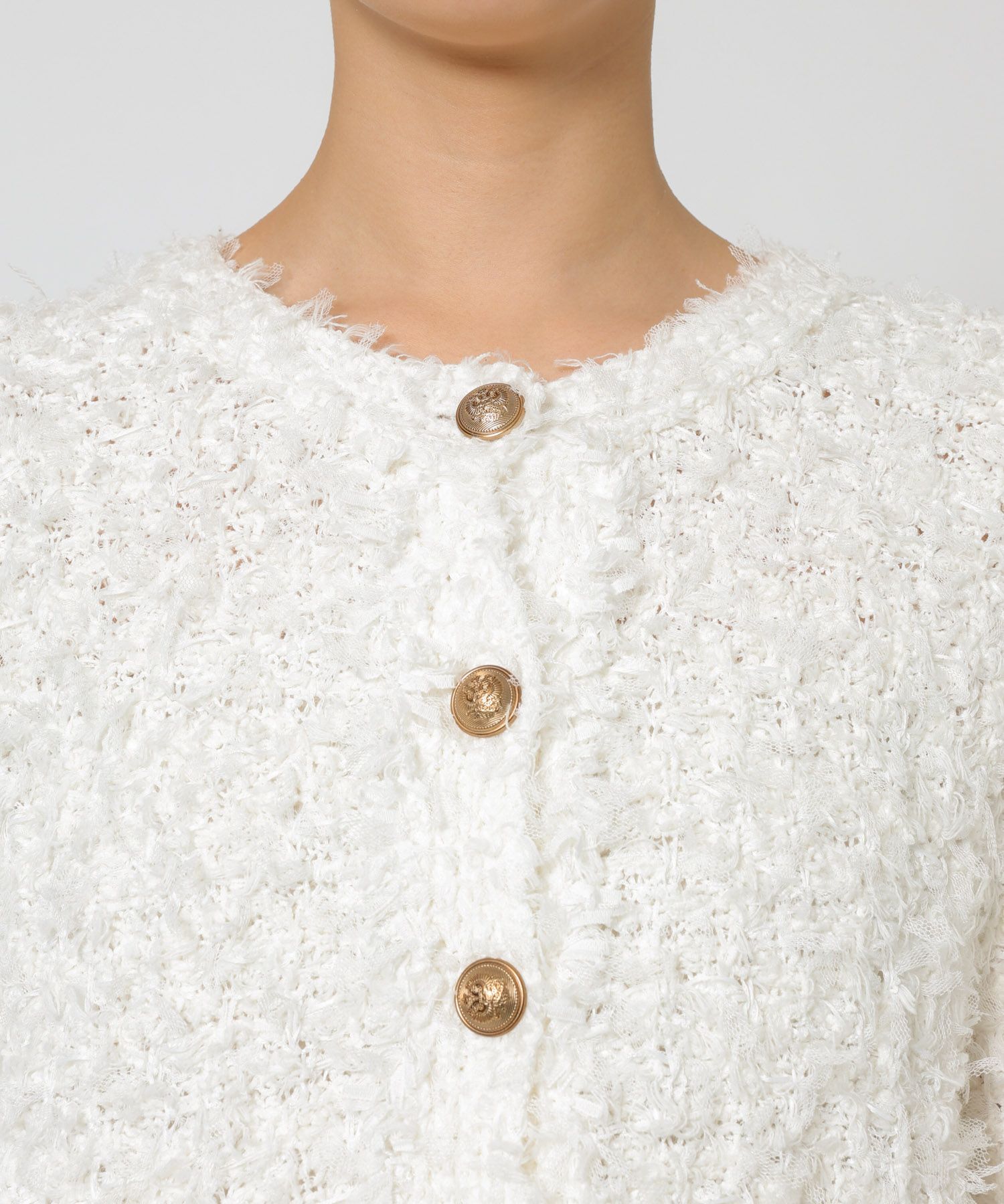 BABYLONE「ツイードニットジャケット」|ノーカラージャケット|