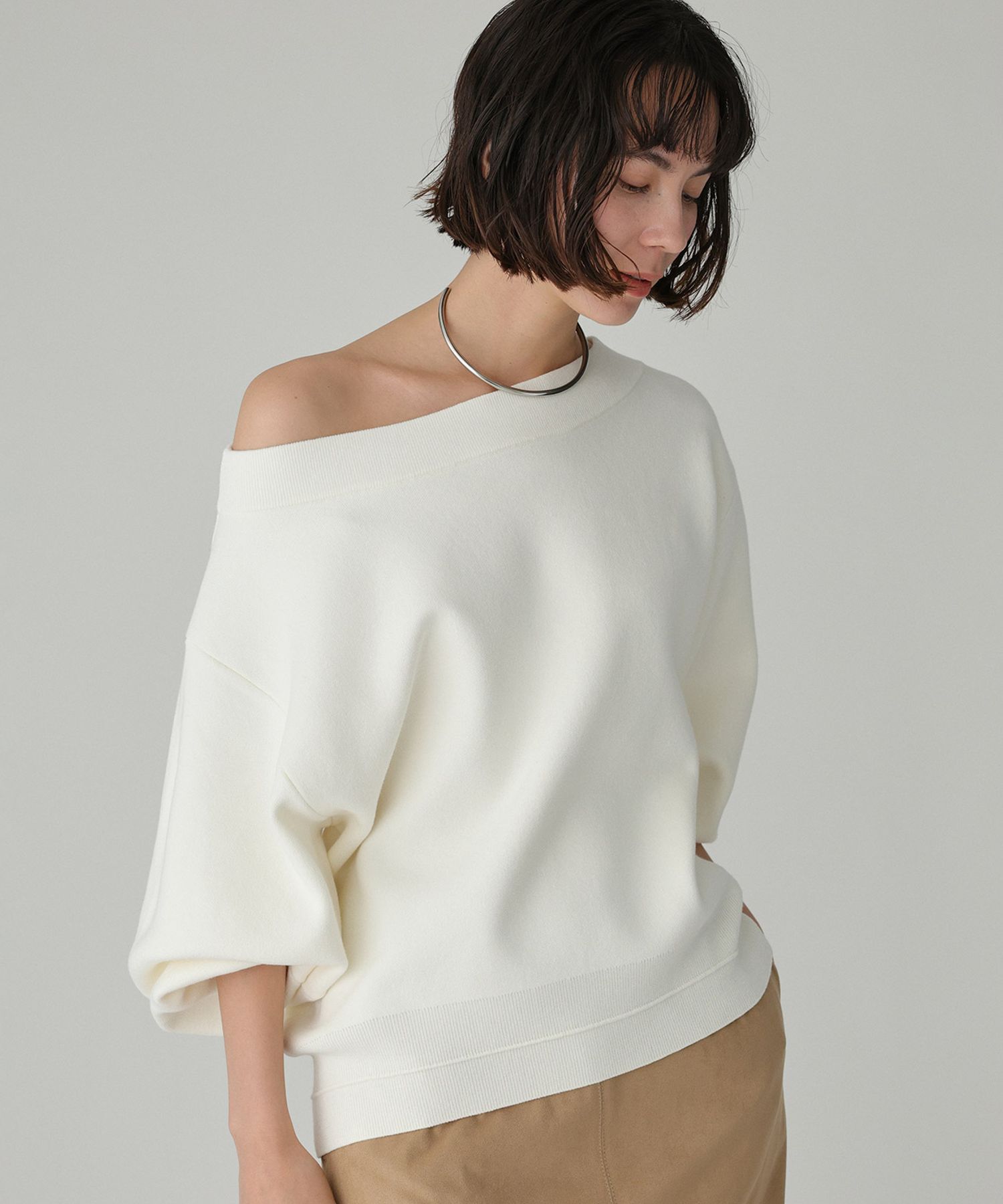 BABYLONE「スウェットライクニットプルオーバー」|ニット・セーター|ﾎﾜｲﾄ