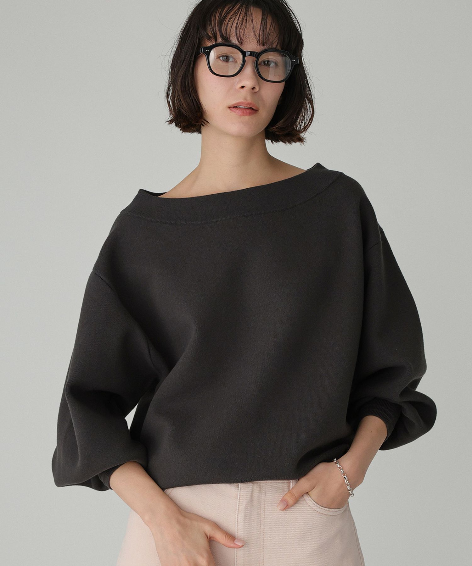 BABYLONE「スウェットライクニットプルオーバー」|ニット・セーター|ｸﾞﾚｰ