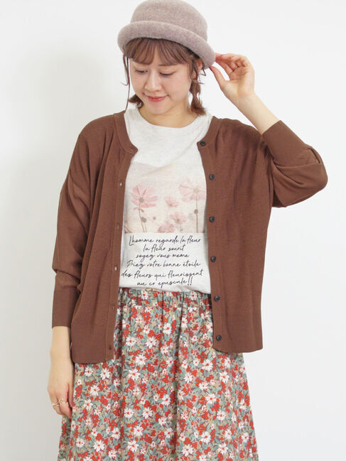 Samansa Mos2「【接触冷感】畦編みニットカーディガン」|カーディガン|