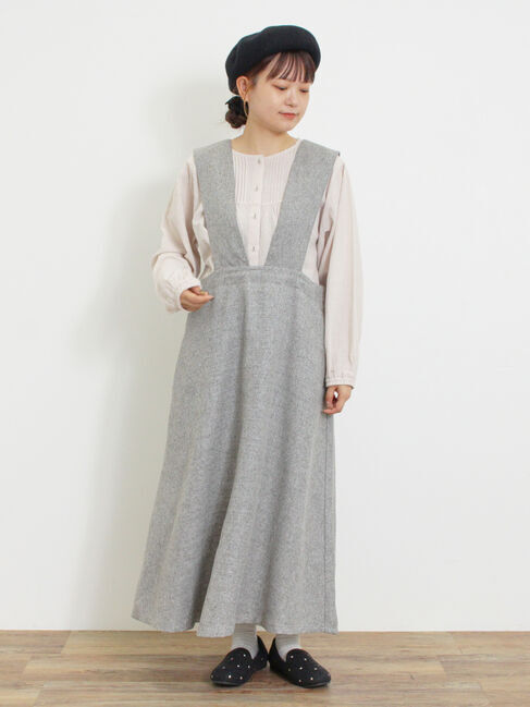 Samansa Mos2「ツイードライクジャンパースカート」|ワンピース|グレー