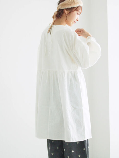 Samansa Mos2「【WEB限定】胸元レース貼りチュニック」|シャツ・ブラウス|