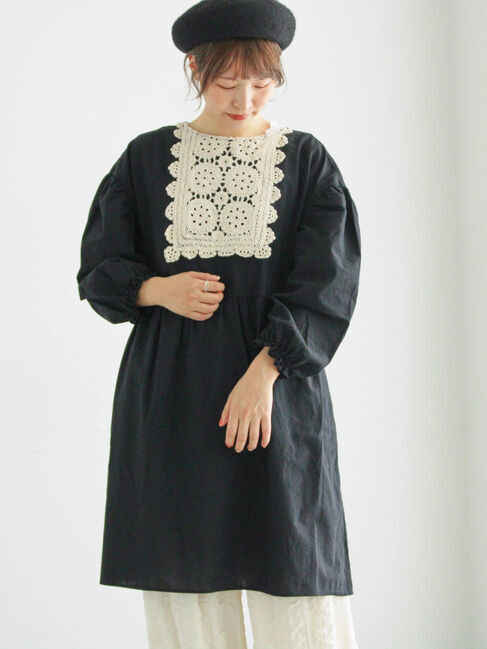 Samansa Mos2「【WEB限定】胸元レース貼りチュニック」|シャツ・ブラウス|