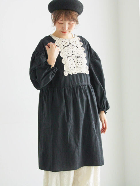 Samansa Mos2「【WEB限定】胸元レース貼りチュニック」|シャツ・ブラウス|