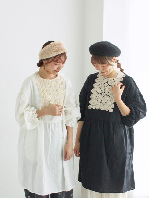 Samansa Mos2「【WEB限定】胸元レース貼りチュニック」|シャツ・ブラウス|