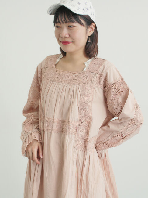 Samansa Mos2「ローズ柄レーススクエアネックワンピース」|ワンピース|