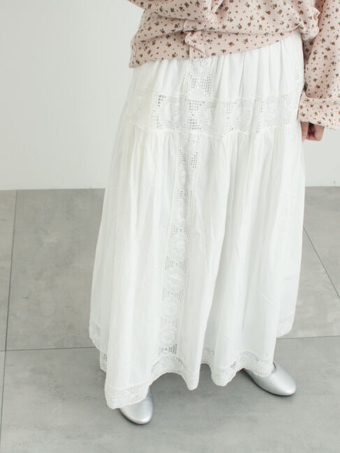 Samansa Mos2「ローズ柄レースギャザースカート」|スカート|