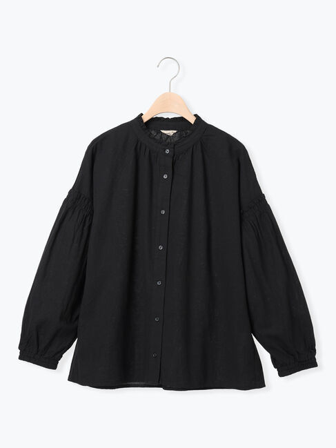 Samansa Mos2「袖シャーリングギャザーブラウス」|シャツ・ブラウス|ブラック