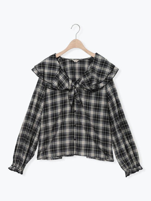 Samansa Mos2「フリル襟ブラウス」|シャツ・ブラウス|ブラック