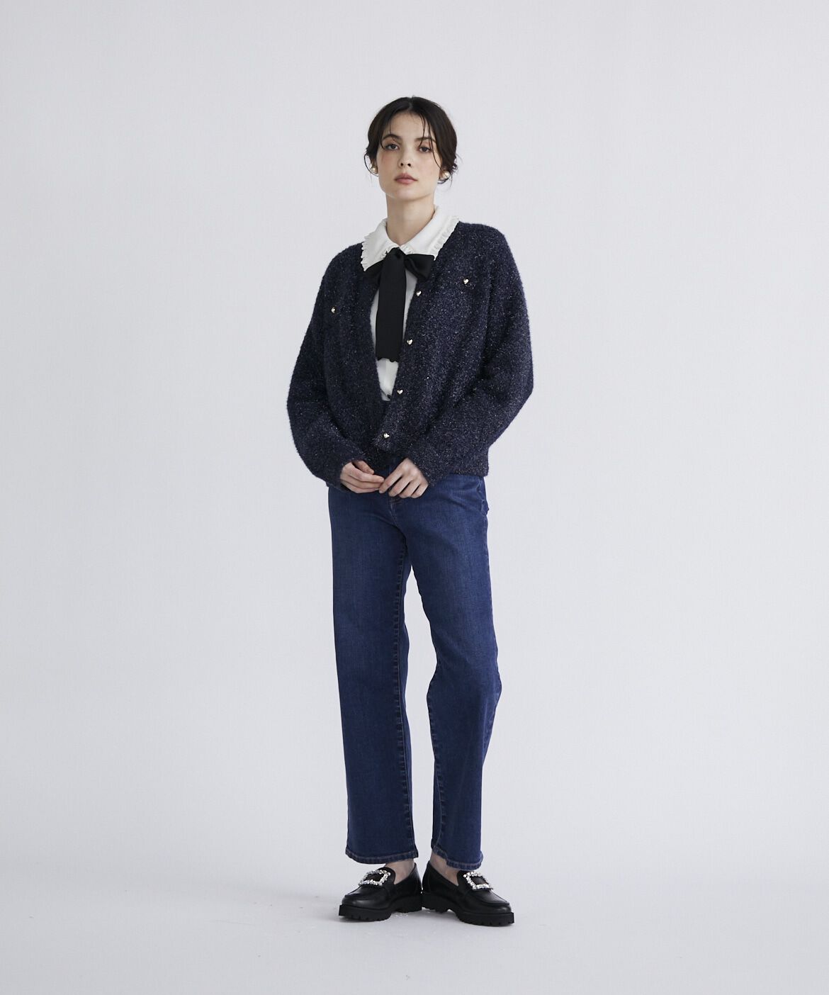 Maglie le cassetto「《大きいサイズ》ハイウエストセミワイドジーンズ《Maglie Jeans》」|デニム|